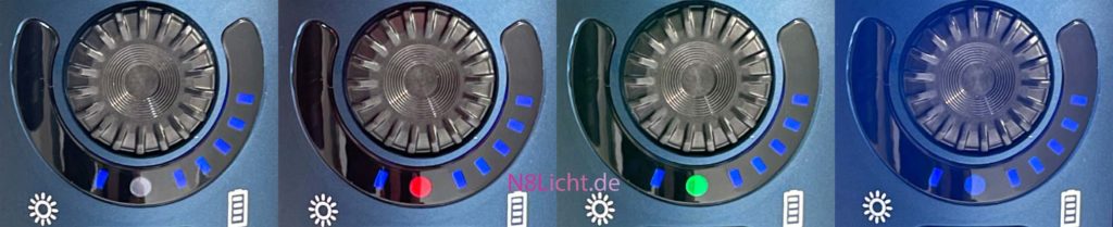 Marauder Mini - LED-Anzeige Leuchtmodi Vergleich - Taschenlampe von Olight