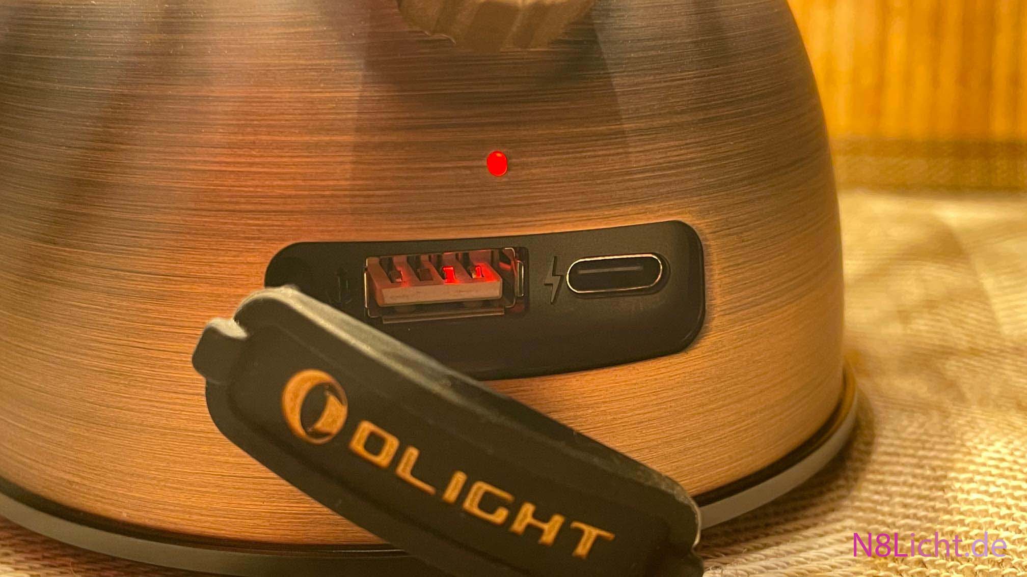 Olantern Classic 2 Pro Ladeanschluss USB-A und USB-C - Batteriekapazität - Laterne von Olight - n8Licht.de