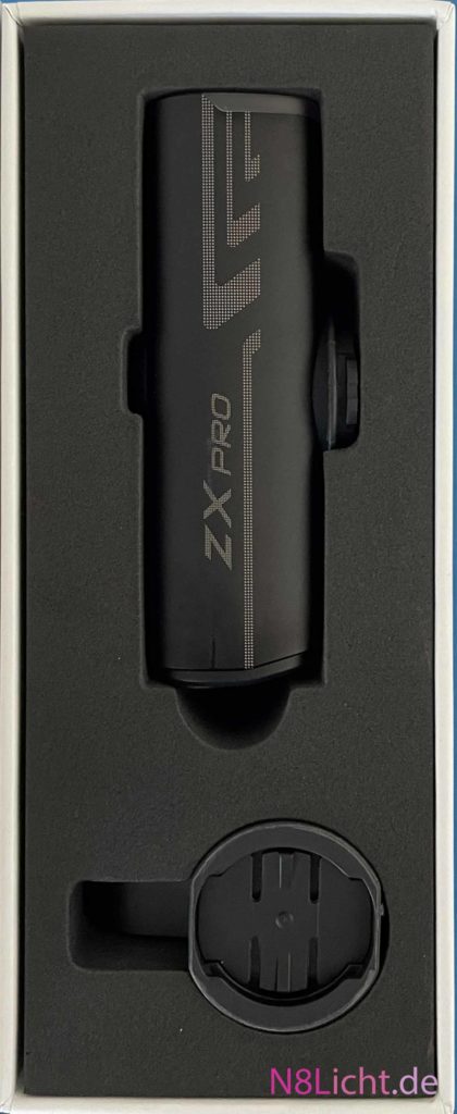 Fahrradlampe ZX Pro - Verpackungsinhalt Ansicht von oben